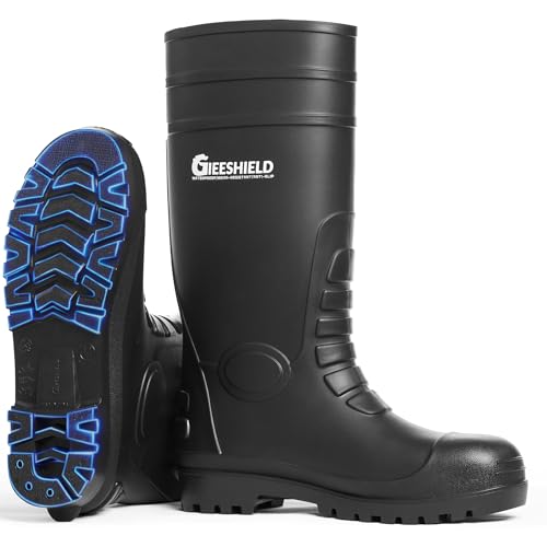 GIEESHIELD PVC Rain Boots for Men And Women – Waterproof Slip-Resistant Rubber Work Boots, Seamless Durable Tall Knee Boots for Agriculture, Gardening, Fishing, Industrial & Outdoor Work, Size 11