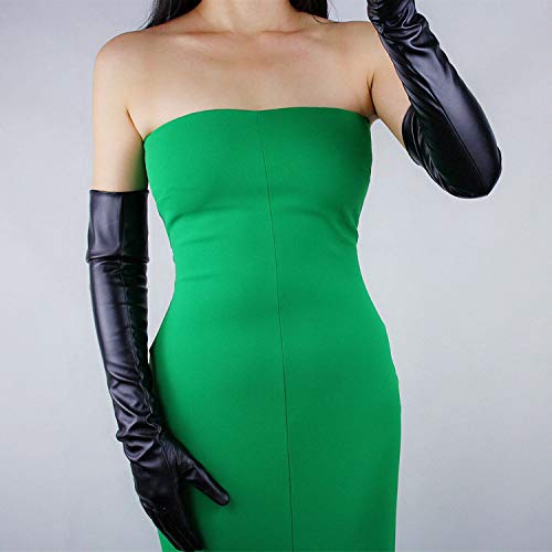 DooWay Long Leather Gloves Women 24" Faux Lambskin Stretch Opera Party Gloves
