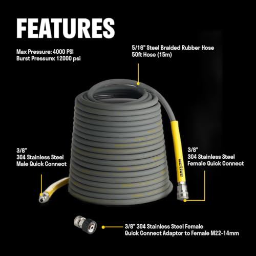 image for ACTIVE Pressure Washer Hose 50 Ft 5/16