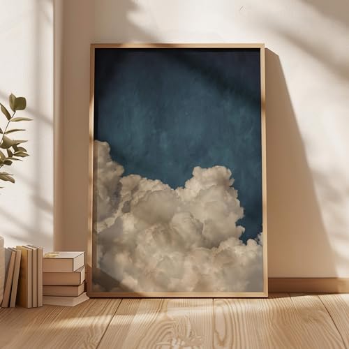 Art céleste de qualité supérieure : impression sur toile nuage bleu nuit encadrée 40x60 cm