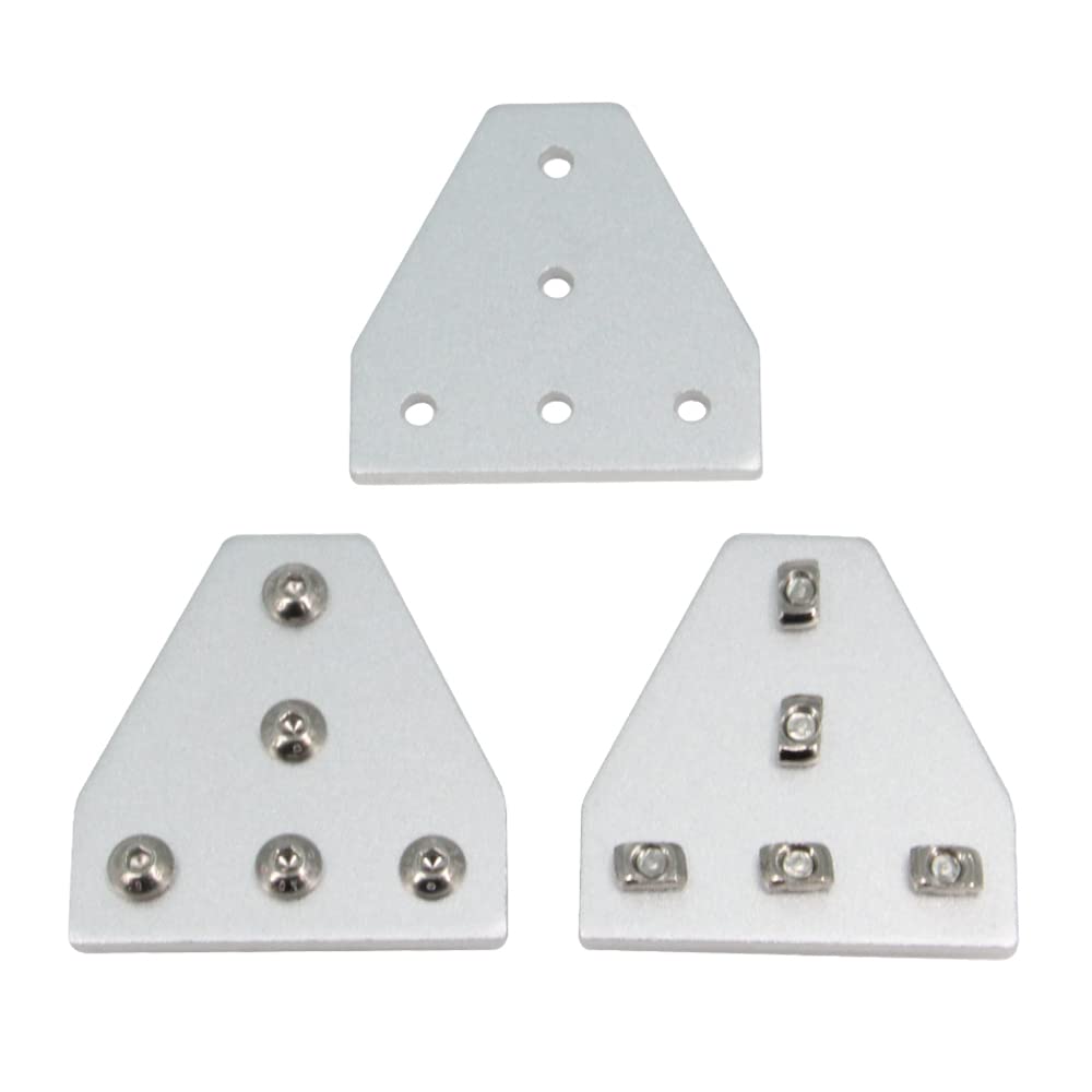 Yeebyee 2020 Corner Bracket Plate T Shape 5 Hole 90 Degree Outside Joining Plate with M5x8mm Screws and T-Nuts for 20 x 20mm Series Aluminum Extrusion Profile,8pcs/Pack (Silver-2020 T Shape) - Image 2