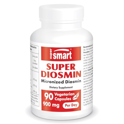 Supersmart - Diosmin Plus 900 mg Per Day - Flavonoid Complex - 90% Total Flavonoids & 80% Diosmin - Circulation & Vein Support Supplement | Non-GMO & Gluten Free - 90 Vegetarian Capsules
