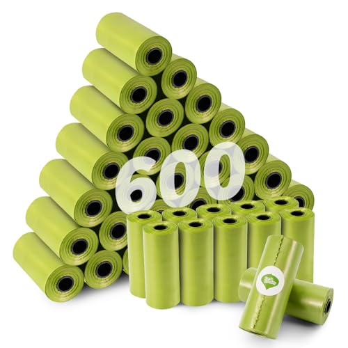 KOMABLEN 600PCS Bolsas Caca Perro Biodegradables, 40 Rollos Bolsas Excrementos