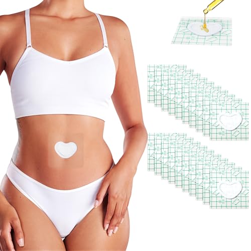 Paw Legend 54 Pcs Disposable Castor Oil Pack Wrap for Belly Button Patch Organic Cotton Self-Adhesive Castor Oil Wrap Highly Absorbent No Washing (Oil Not Included)