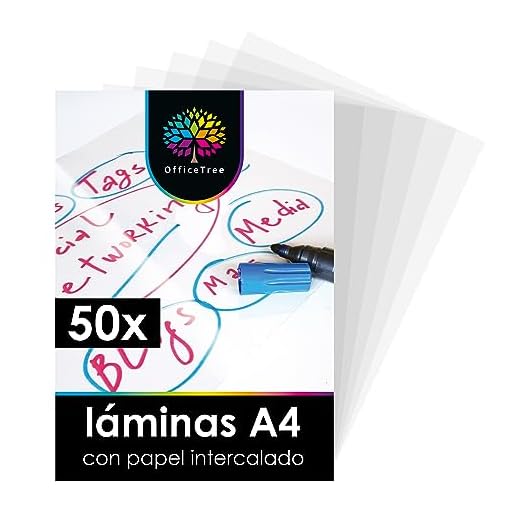 OfficeTree 50 x Lamina Acetato Transparente A4 - Transparencias para Retroproyector - Acetatos A4 para Impresora Láser Copiadora o Retroproyector
