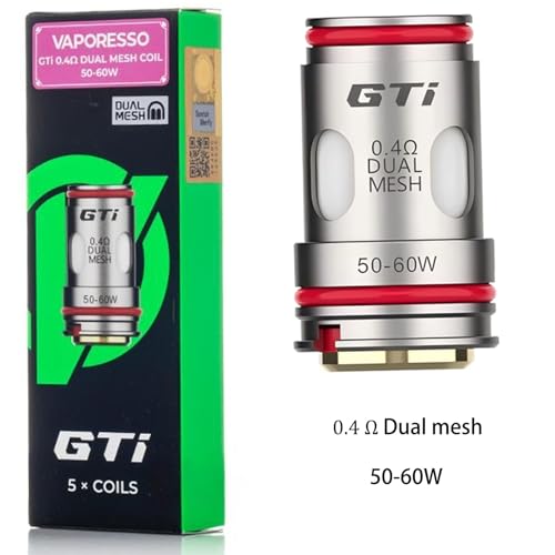 Vaporesso GTi Dual Mesh Coil 0.2ohm 0.4ohm | 5pcs Original Vaporesso Head Vaporizer For E Cigarette iTank 2 / Itank T Atomizer Target 200/ GEN MAX/ARMOUR Ultra Kit (Gti 0.4ohm Dual Mesh Coil)