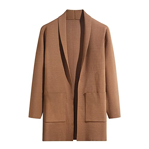Pull western pour homme avec col châle volumineux et motif rayures marron