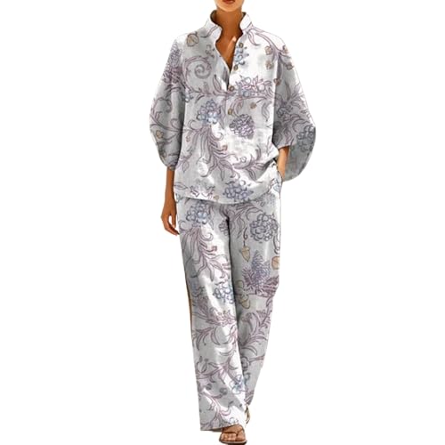 Ensemble d'été 2 pièces fluide avec imprimé floral élégant