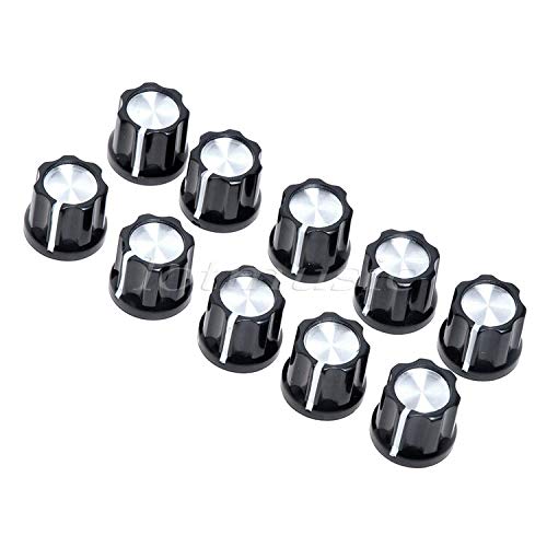 MINHTOANBV 10 Pcs Guitar Rotary Knob for 6mm Shaft Hole Guitar Jazz Bass Black
