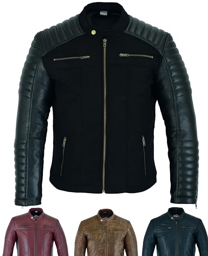 Texpeed Chaqueta de cuero informal para hombre   Piel de oveja suave genuina estilo motocicleta