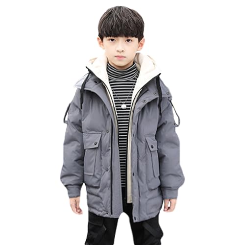 amropi Chaqueta Invierno para Niño Abrigo con Capucha Parka Cortavientos Cálido Jacket Gris, 3-4 años
