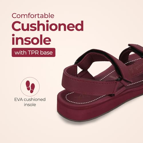 Image of YOHO EVA Sandals for Women | EVA sole | Comfortable cushioned sole with TPR base | Lightweight | Soft skin friendly straps | Adjustable straps | Velcro closure | Vibrant colour options