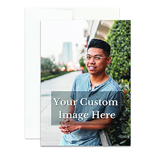 Personalized Greeting Card Custom Your Photo Image Upload Your Text Greeting Card For All Occasions, Christmas, Holiday, Wedding, Birthday, Thank You Card (Single Card)