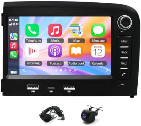 7 Inch Android 14 Car Stereo for Volvo S80 1998-2006 Double Din 2G+64G Car Radio Receiver with Wireless Carplay Android Auto HD Touchscreen GPS WiFi FM RDS Bluetooth Mirror Link SWC Camera