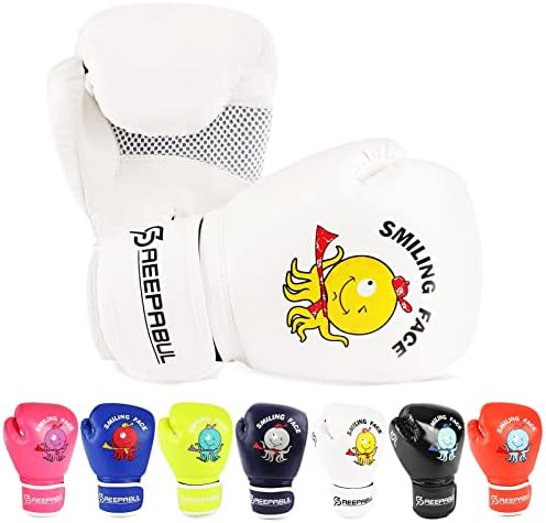 SAEEPABUL Kids Boxing Gloves for Boys and Girls, Boxing Gloves for Kids 3-15, Youth Boxing Training Gloves, Kids Sparring Punching Gloves for Punching Bag, Kickboxing, Muay Thai, MMA, White, 4oz