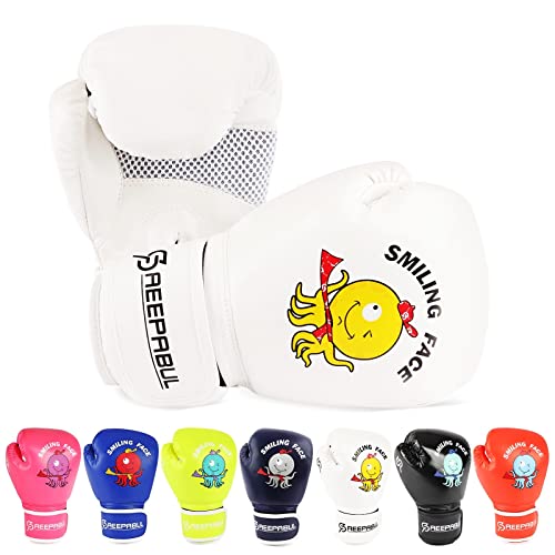 Saeepabul Kids Boxing Gloves For Boys And Girls, Boxing Gloves For Kids 3-15, Youth Boxing Training Gloves, Kids Sparring Punching Gloves For Punching Bag, Kickboxing, Muay Thai, Mma, White, 4Oz #TOP1