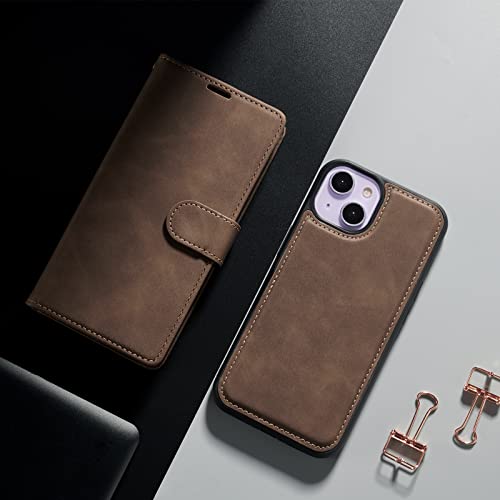 Étui iPhone 13 QLTYPRI housse détachable magnétique café
