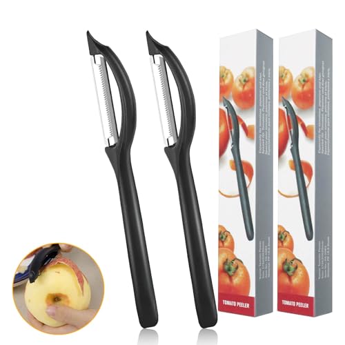 PROPOG 2 Pcs Eplucheur Légumes, Universel Econome Legumes Tranchant Denté Eplucheur Pomme de Terre with Box Éplucheur pour Fruits Tomate Pomme