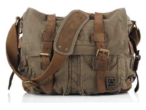 Sechunk retro computadora portátil de lona de cuero militar bolsa de carta