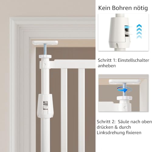 unipaws 190 cm hohes extra hohes Katzenschutzgitter, zweite Generation, stabiles Erhöhung, 89 cm - 96 cm breites Sicherheitsgitter für Tür, Tür für Treppen, automatisches Schließen und ohne
