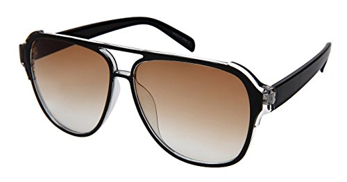 Edge-I-Wear Fashion Aviator Brow Bar Plastic Sunglasses 541086TT-FM-2(CL+GY.ap2+fm)
