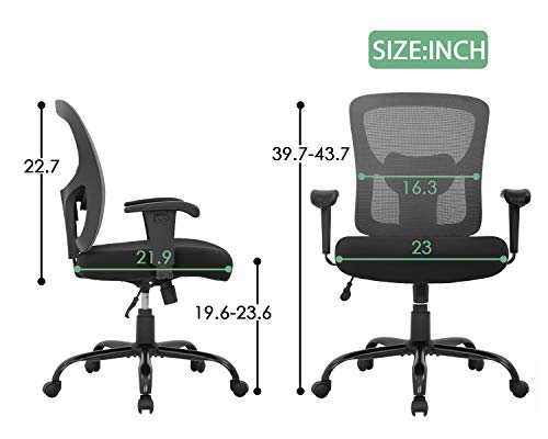 Image of BestOffice Big and Tall Office Chair 500lbs Desk Chair Mesh Computer Chair with Lumbar Support Wide Seat Adjust Arms Rolling Swivel High Back Task Executive Ergonomic Chair for Home Office (Grey)