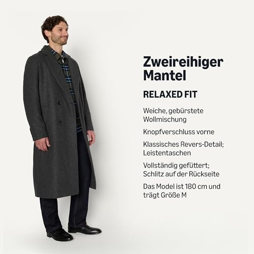Amazon Essentials Herren Relaxed-Fit Zweireihiger Langer Mantel Aus Wollmischung – Bild 2
