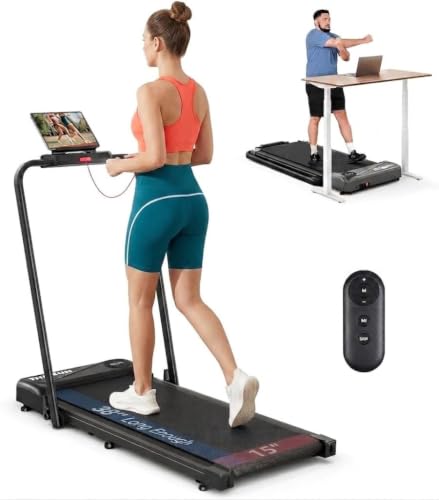 THERUN Walking Pad with Handle Bar, Under Desk Walking Treadmill for Home