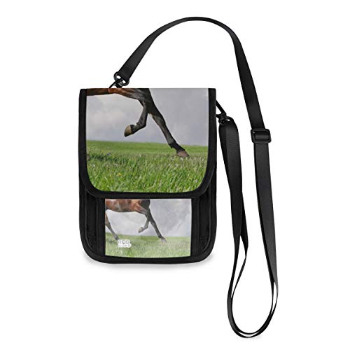 Preisvergleich Produktbild XiangHeFu Münztasche Telefon Tasche Kartenhalter Brieftasche Sauerampfer Pferd Galoppiert im Feld große Kapazität Organizer Geldbörse