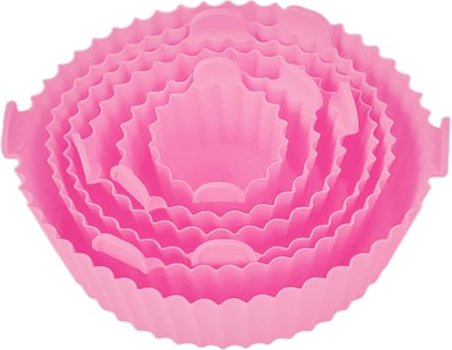 Image of Kmils Reusable Silicon Air Fryer Tray, Non-Stick Baking Tray, Air Fryer Liner, Basket for Air Fryer (Multicolour) (6pc Set Silicon)