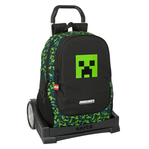 Safta MINECRAFT TNT - Mochila Escolar, Espalda Ergonómica, con Carro Evolution, Ideal para Niños de Diferentes Edades, Cómoda y Versátil, Calidad y Resistencia, 32x16x44 cm