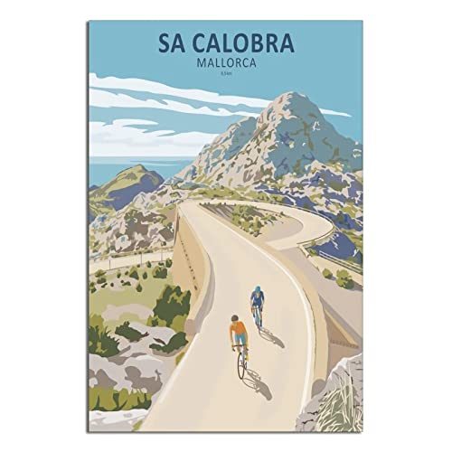 PUBDSKBLDE Plaque en métal avec inscription « Sa Calobra Mallorca Ride A Bike » - Décoration murale vintage - 30 x 43 cm
