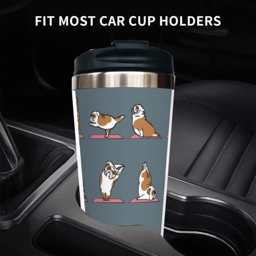 Yipaidel Ideas English Bulldog Yoga Animal Pet Lover Travel Coffee Mug, Gifts For Sister Friend Birthday 13 Oz With Flip Lid Stainless Steel Vacuum Insulated Water Bottle Tumbler Cup #TOP4
