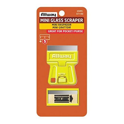 ALLWAY GSM5 Mini Glass Scraper with 5 Extra Steel Razor Blades