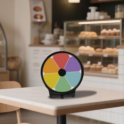 iElyiEsy Spinning Prize Wheel 10 inch Tabletop Spin Wheel for Prizes with Stand, Erasable Surface Spinner for Trade Show Carnival Party Fortune Game