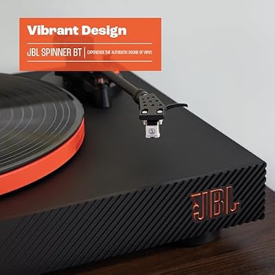 JBL Spinner BT - Bluetooth with AptX-HDTM Turntable, Components, Removable Headshell, Aluminum Platter and Belt Drive, Moving Magnet Cartridge pre-Installed (Black)