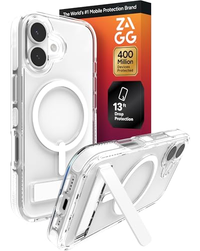 Image of ZAGG Santa Cruz Snap Case with Kickstand for iPhone 17 - White, Drop Protection (13ft /4m), MagSafe Charging Compatible, ClearGuard Anti-Yellowing Technology, Scratch Resistant Phone Case