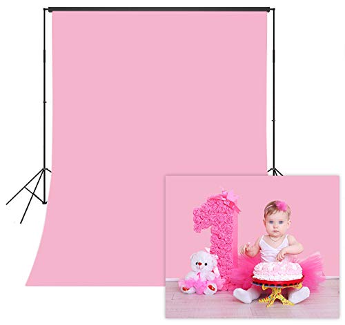 Image of HVEST 5x7ft Pink Backdrop,Pink Backdrops for Photography,Baby Pink Solid Color Seamless Vinyl Custom Background for Girl Birthday Party Decor Banner Newborn Shower Artistic Portrait Studio Shoot Props