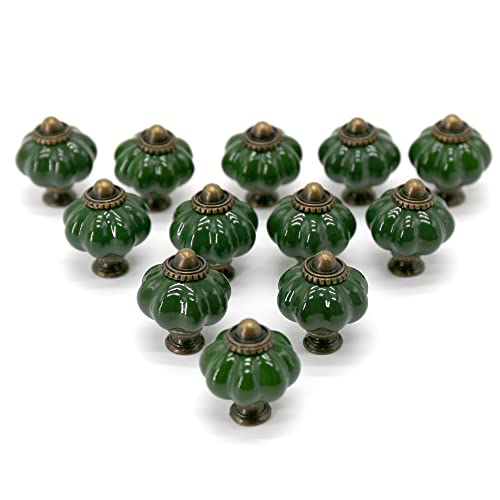 Larcele Vintage Keramik Schrankknöpfe - 2er Set Grüne Türgriffe Für Möbel