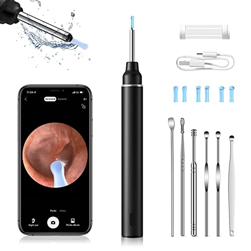 Otoscopio Limpiador de Oídos Herramienta de Endoscopio de Oído Limpiador de oídos Inalámbrico con Cámara HD de 1080 P y 9 Orejeras Intercambiables para iPhone/iPad/iOS/Android…