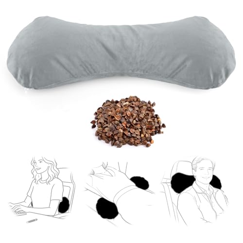 UQHH Buckwheat Lumbar Support Pillow for Bed Sitting and Couch Support, Firm Ergonomic Back Pillow for Lower Back Pain Relief, Small Natural Back Support Pillow Recliner Pillow