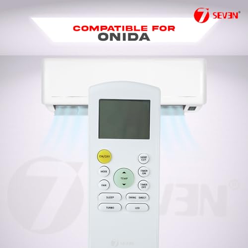 Image of 7SEVEN Compatible for Onida AC Remote Original RG57A2 /BGEF Model 184 1 1.5 2 Ton Split and Window Air Conditioner - Match Exactly with Existing Onida ac Remote Control