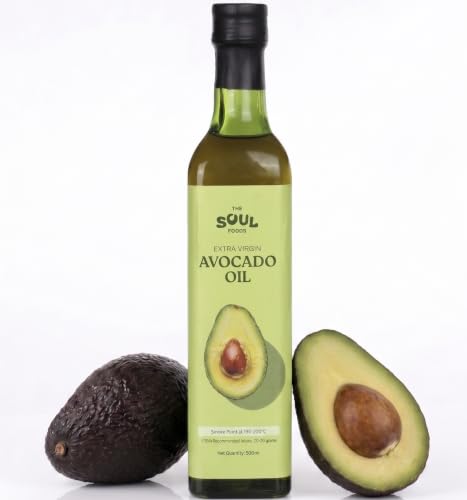 The Soul Foods Avocado Oil For Cooking - 500ML | Cold Pressed Avocado Oil | Organic Avacados Oil For Health, Food Preparation, Salads & Sauteing With Monounsaturated Fats, Vitamin E