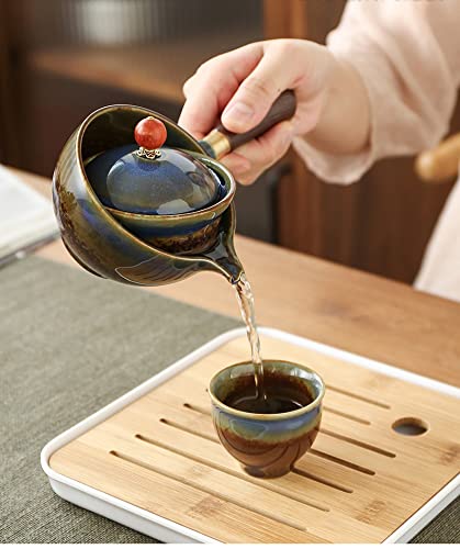 DEKNBE Portable Gongfu Tea Set with Rotating Teapot