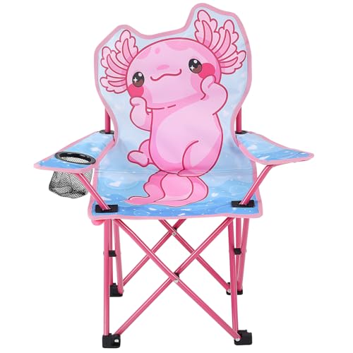 Halinuia Campingstuhl Kinder Einhorn Klappstuhl Faltstuhl Tragbar Picknickstuhl mit Getränkehalter für Picknick Camping Angeln Outdoor (Axolotl)