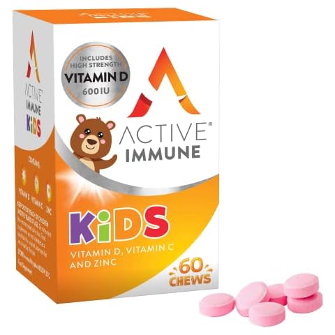 Active Immune for Kids | Vitamin D, C & Zinc | Vitamins for Kids Immune System | Immune Boost for Kids | 60 Orange Flavoured Chews Cover