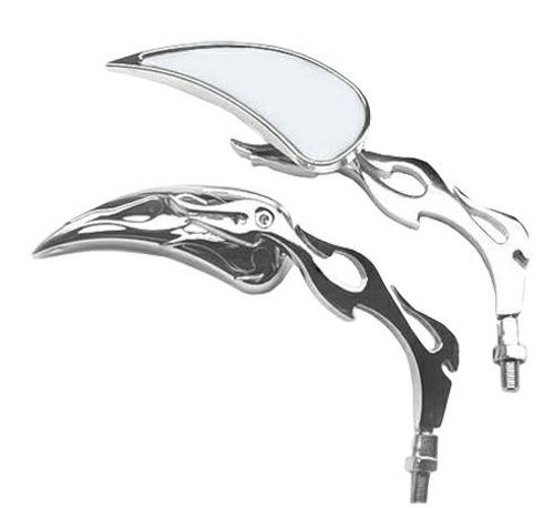 A-Pro A Miroir Paire de Guidon Moto Custom M10 + Adaptateur M8 Chrome Chrome DX + SX