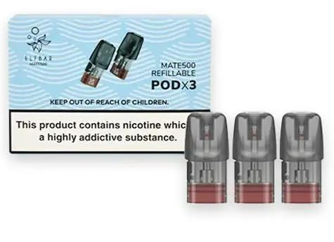 Elf Bar Mate 500 Refillable Pods 2ml - for Elfbar Mate500 Kit No Nicotine