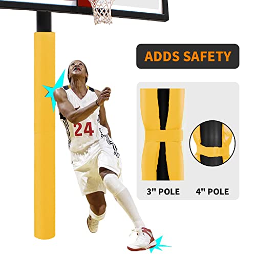 VANCL Heavy Duty Pole Padding Outdoor Round Basketball 3-4 Inch Pole Pad Wrap Around - Waterproof Durable Basketball Pole Pads for Player Protection Yellow Pole Pad (2\" Thick Foam,72\" Tall) - Thumbnail 3