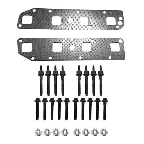 RDDY START Exhaust Manifold Gasket Set + Bolt, Studs & Nuts Compatible With Dodge Ram 5.7L 2003-2008 For Chrysler Jeep Commander